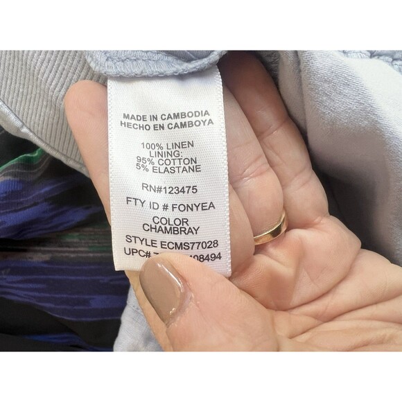 Ellen Tracy Company Linen Skort Tennis Skirts Chambray Blue Pockets Size Large - Picture 4 of 5